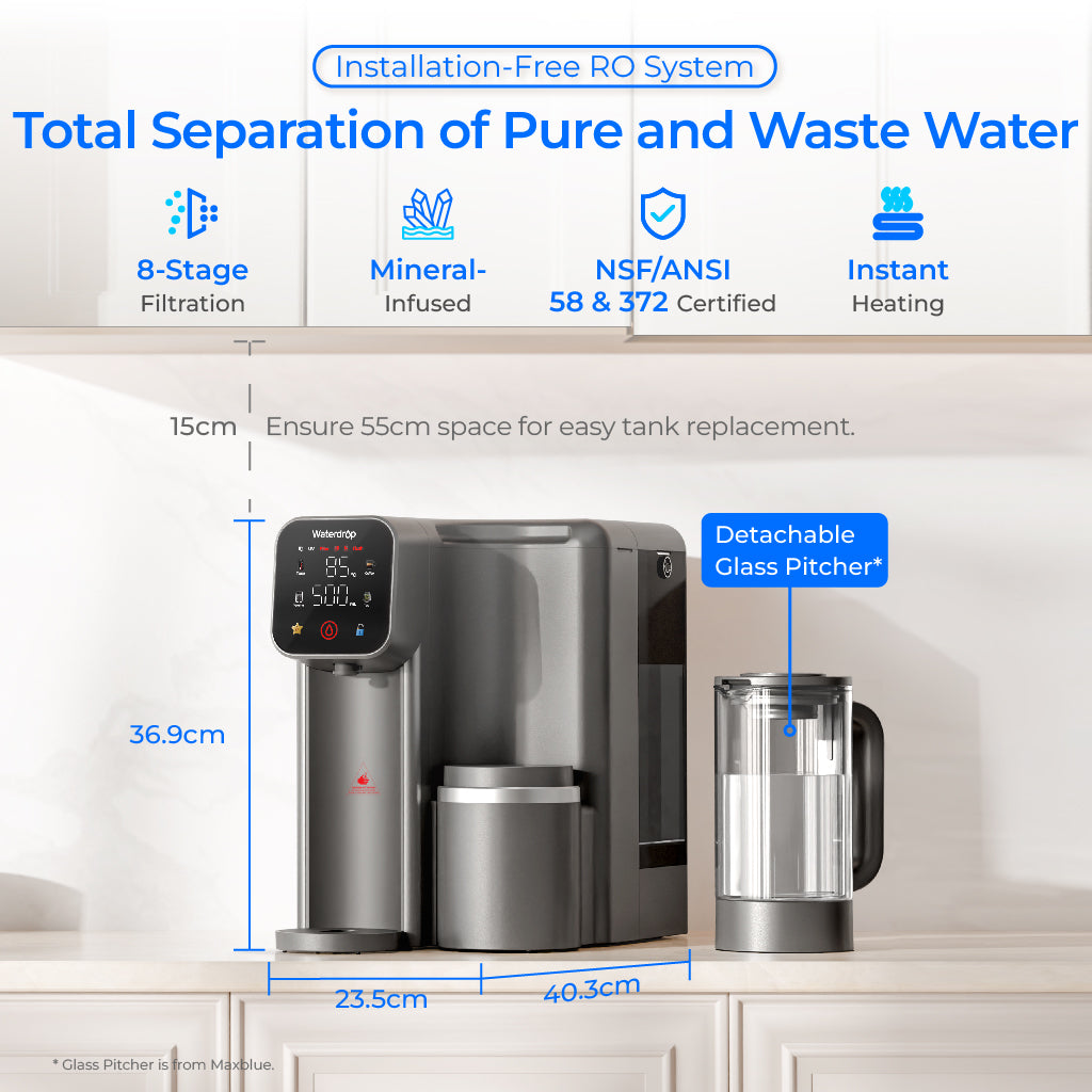 Waterdrop M6HG Instant Hot Reverse Osmosis System, Countertop RO Filter