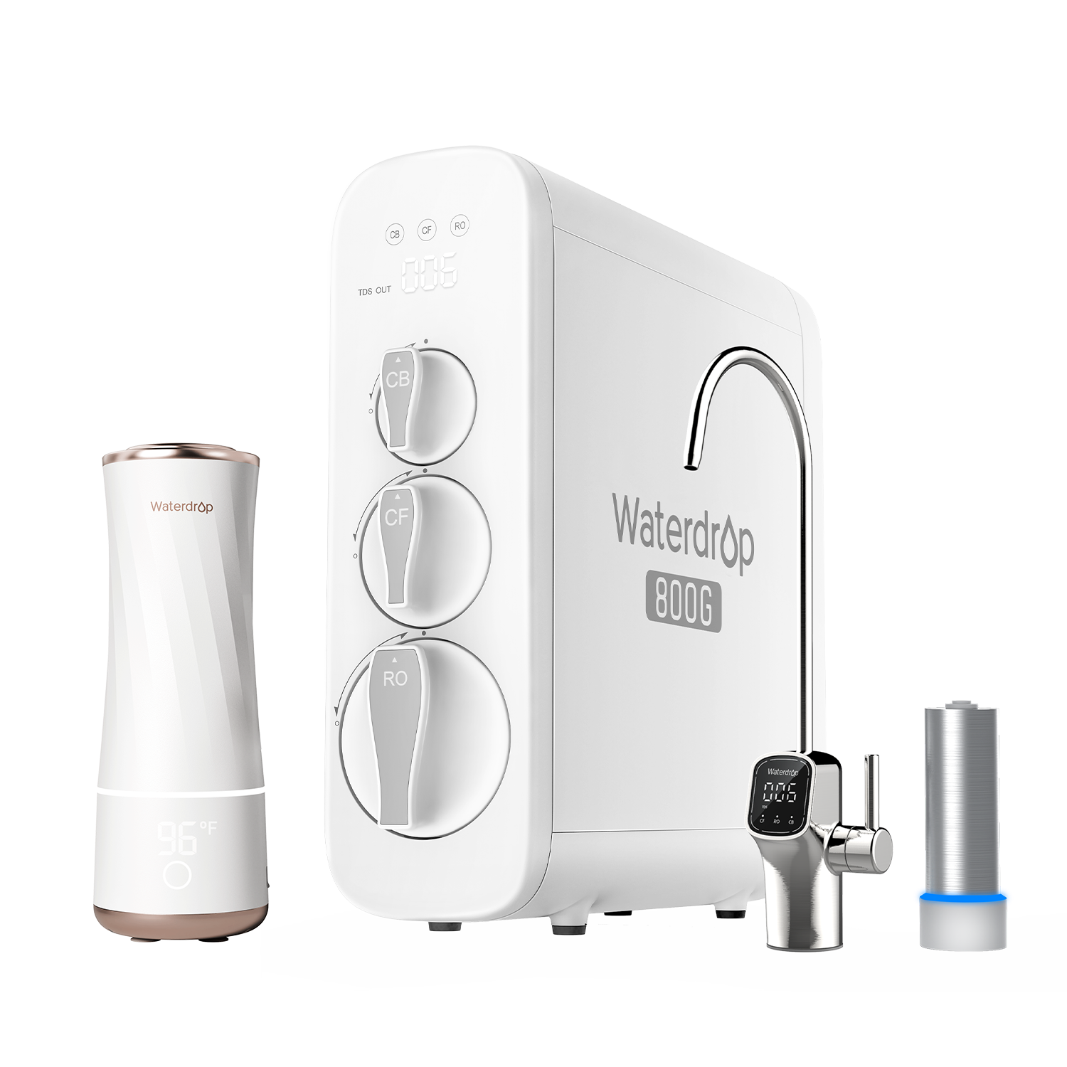 800 GPD Tankless RO System with UV Sterilizing Light - Waterdrop G3P800 -BFC2