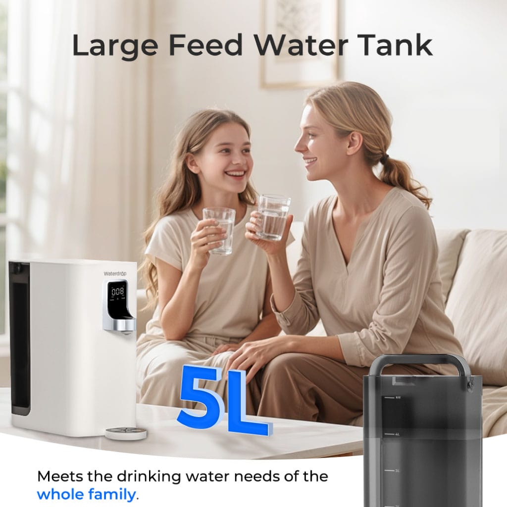 Waterdrop WD-A1 Countertop Omgekeerde Osmose Systeem, Heet en Koud Water Dispenser, NSF/ANSI 58 Standaard, Flesloze Waterkoeler, 6 Temperatuur Instellingen Heet Koud & Kamer Water, 2:1 Puur tot Afvoer Waterdrop WD-A1 Countertop Omgekeerde Osmose Systeem, Heet en Koud Water Dispenser, NSF/ANSI 58 Standaard, Flesloze Waterkoeler, 6 Temperatuur Instellingen Heet Koud & Kamer Water, 2:1 Puur tot Afvoer