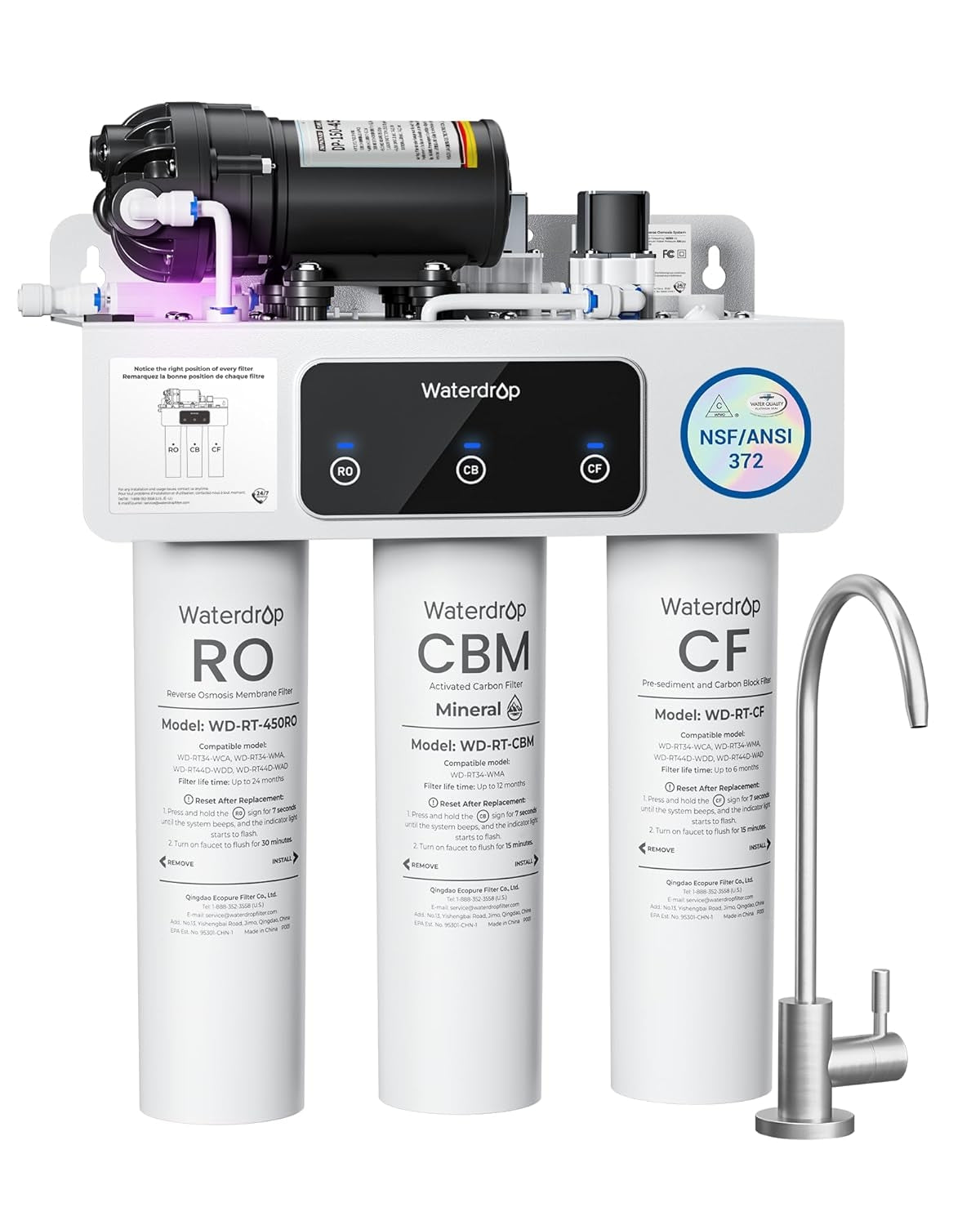 Waterdrop T3-C 450G Reverse Osmosis Water Filters for the Sink