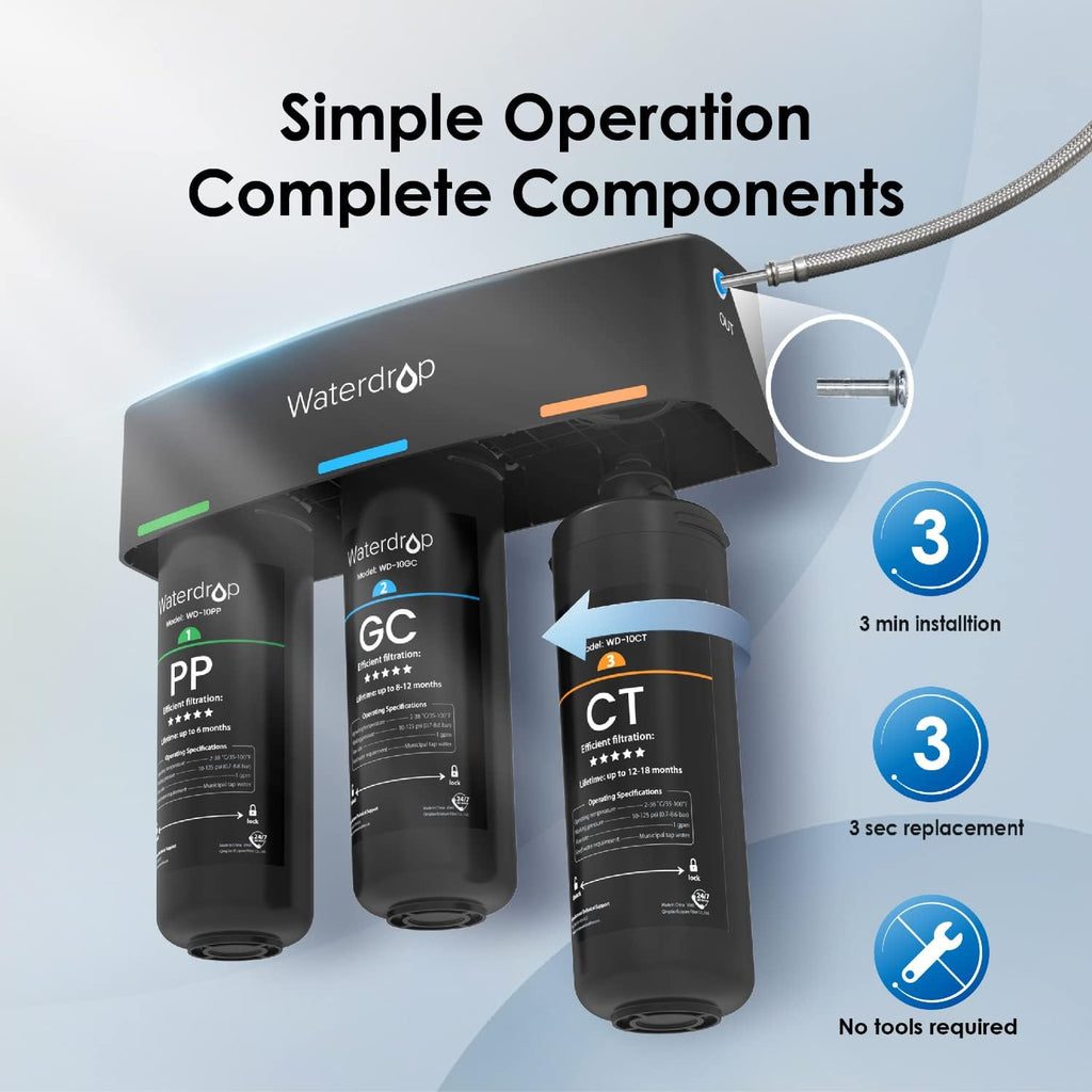 3-traps Under Counter Direct Connect-filtratiesysteem Waterdrop TSA