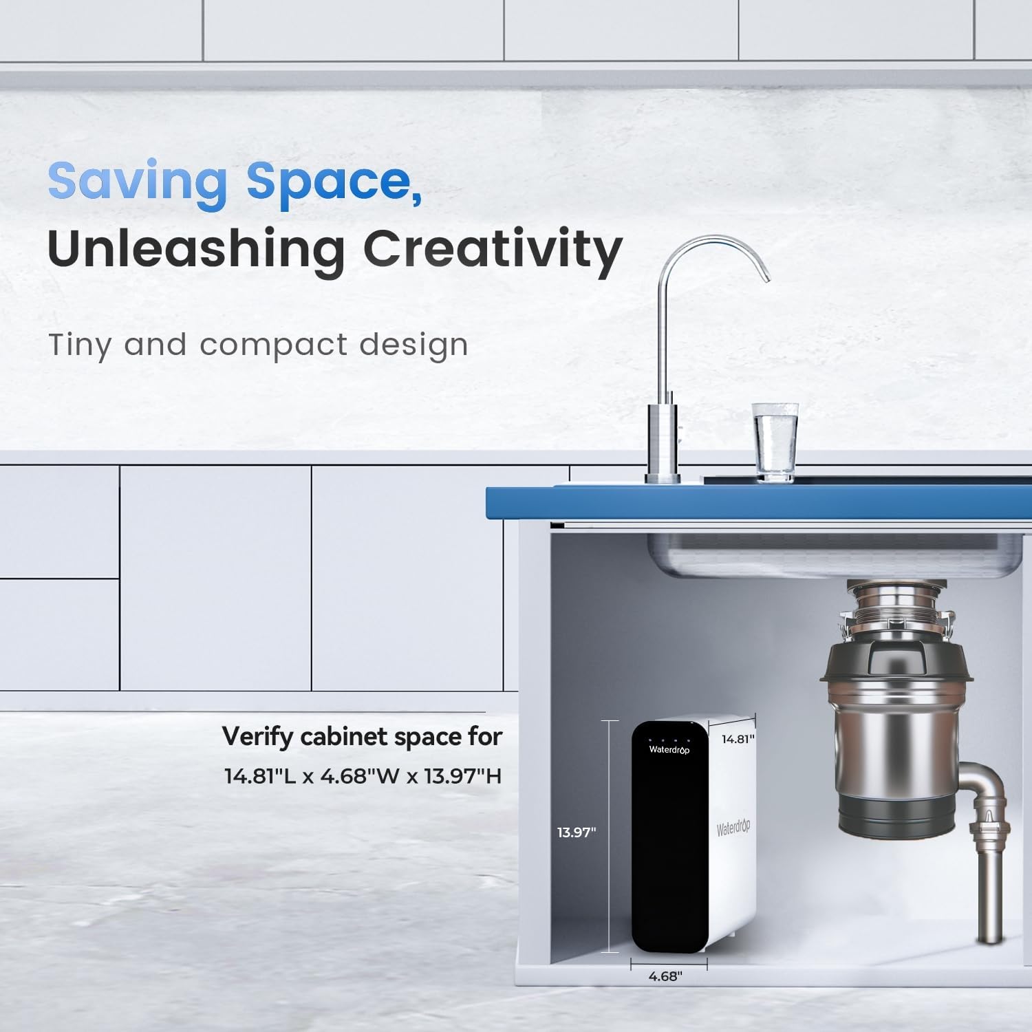 Under diskbänken Ultrafiltration Vattenfiltersystem - Waterdrop TSU-W