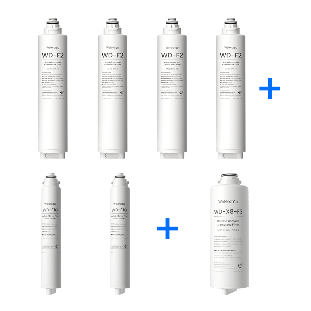 Waterdrop X8 RO System Udskiftning Filter Combo Set - 800GPD