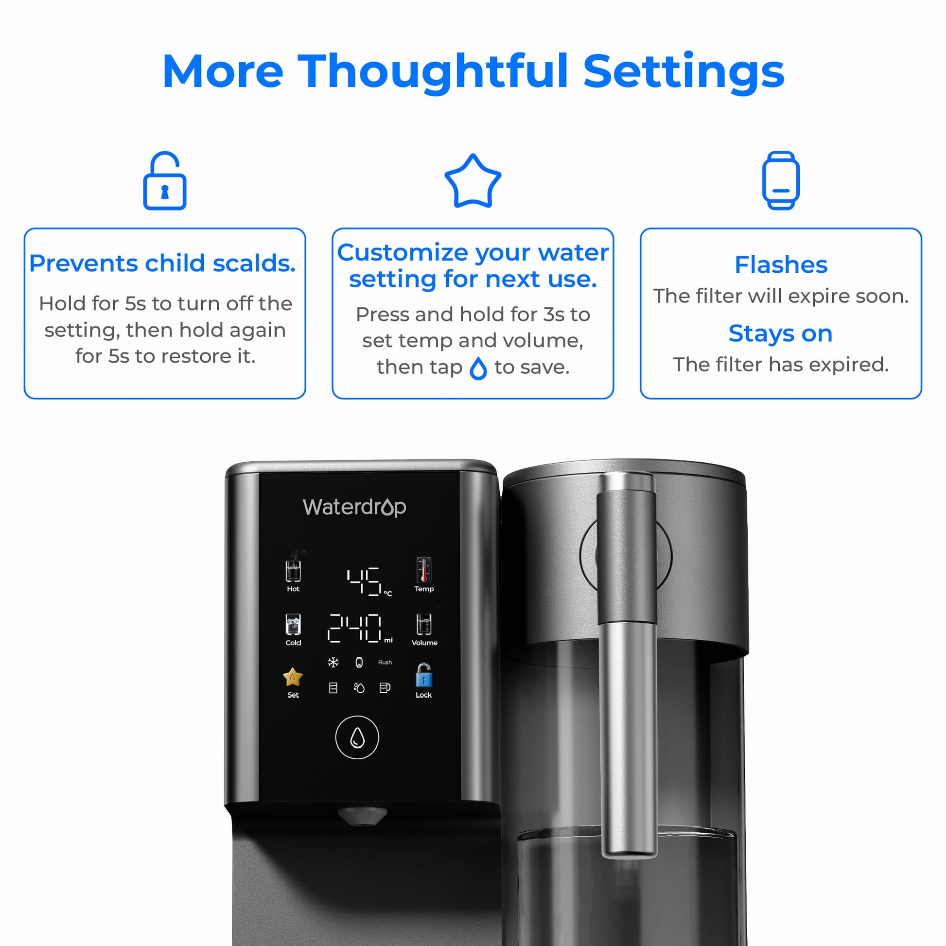 Waterdrop Remineralization Hot Cold RO Water Dispenser,  A2G