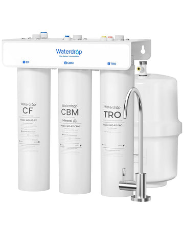 Waterdrop WD-T3-T 220 GPD, 7-stufiges Umkehrosmose-Remineralisierungssystem, 2:1 Reinwasser zu Abwasser, NSF/ANSI 372-zertifiziertes Wasserfiltersystem, Untertisch-Umkehrosmose-Wasserfilter mit Tank