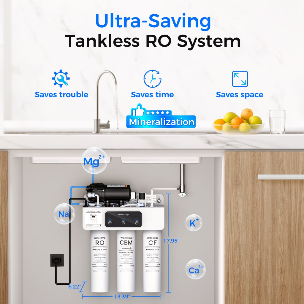 <tc>Filtre à Eau RO avec Reminéralisation Waterdrop T3-M 450G sous l'Évier</tc>