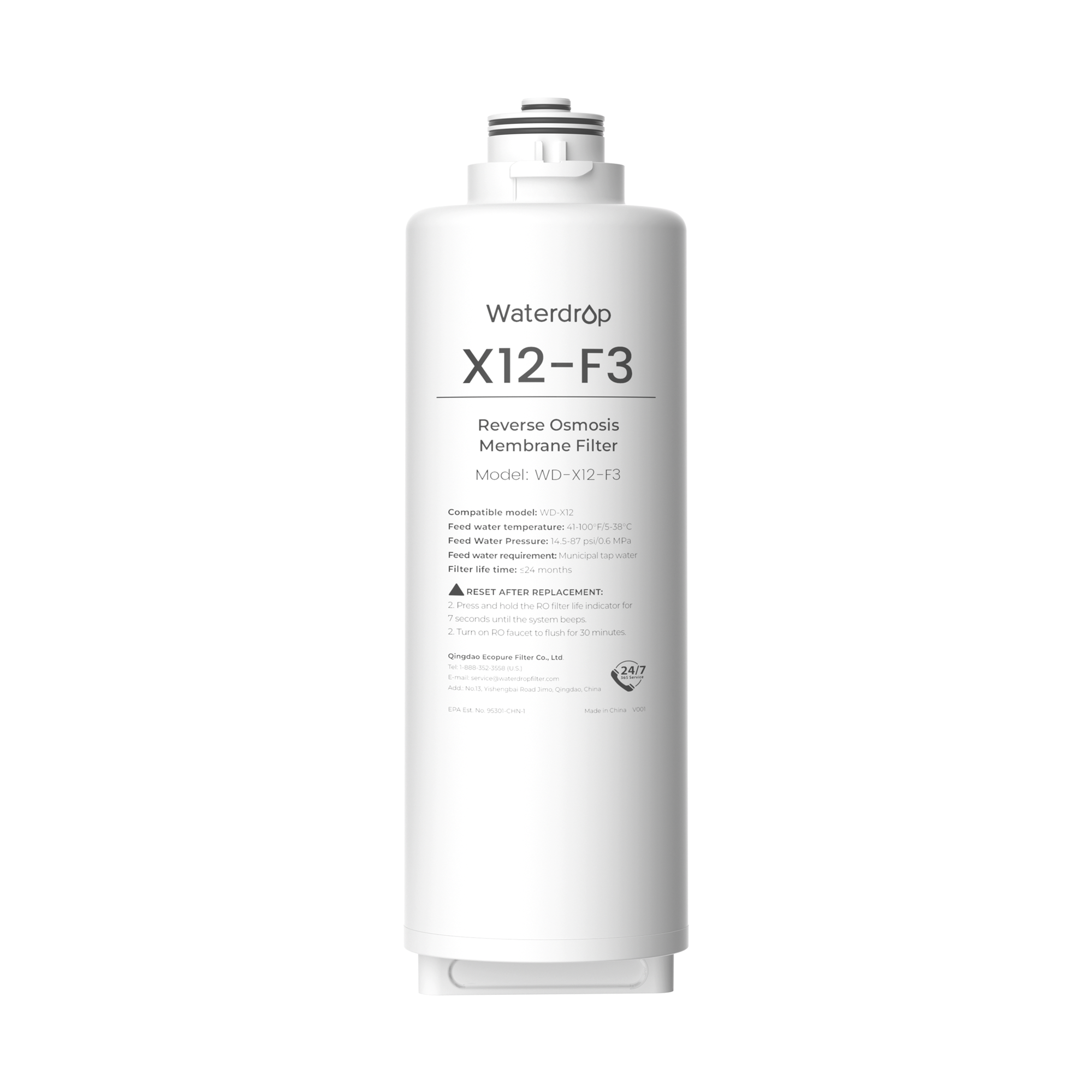 Filtro X12-F3 para sistema de ósmosis inversa Waterdrop X12 | 1200 GPD