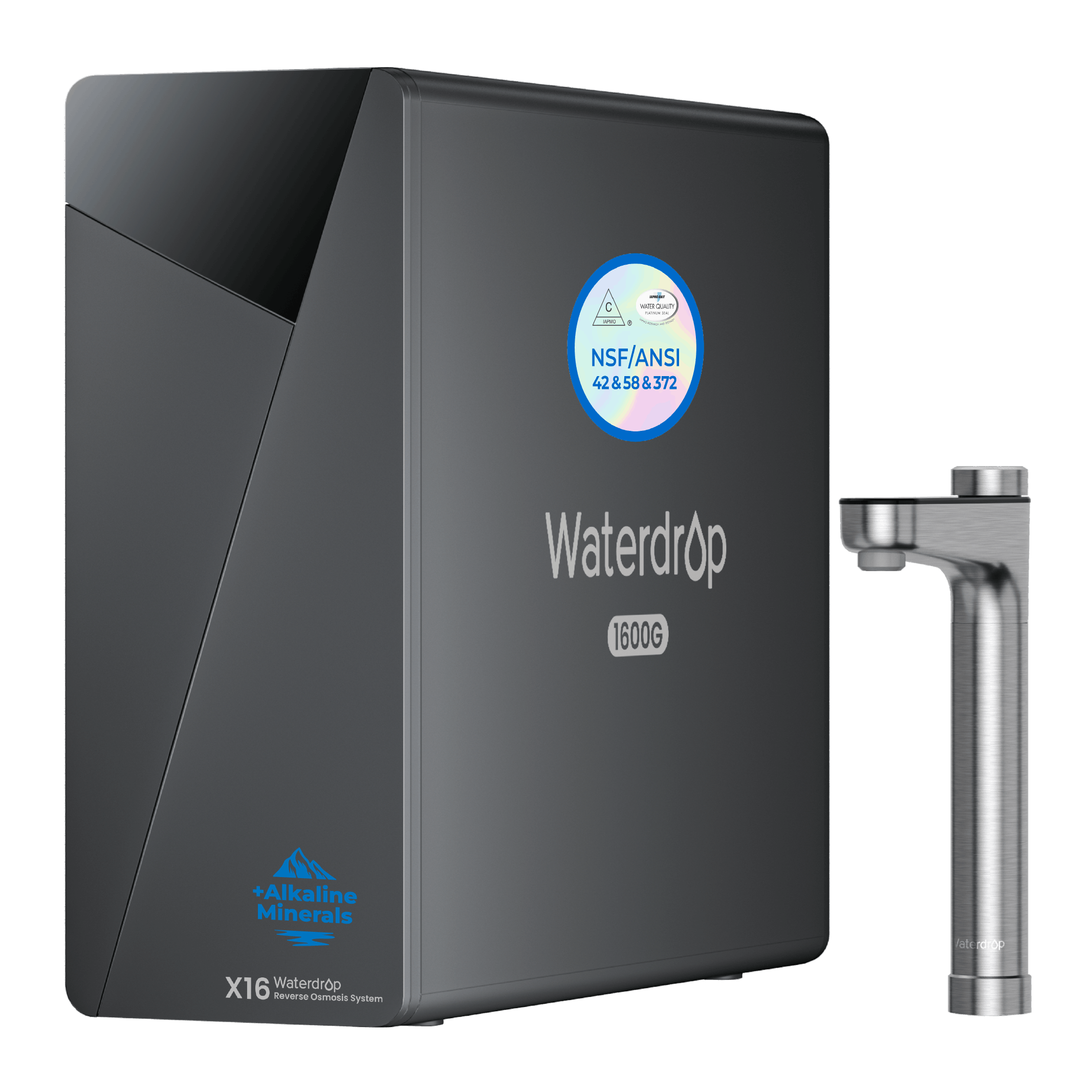 Système d'osmose inverse sous évier Waterdrop X16 avec robinet en maillechort brossé