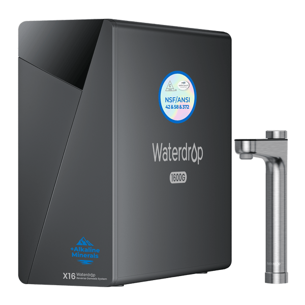 Waterdrop X16 Undersink Reverse Osmosis System with Brushed nickel silver faucet