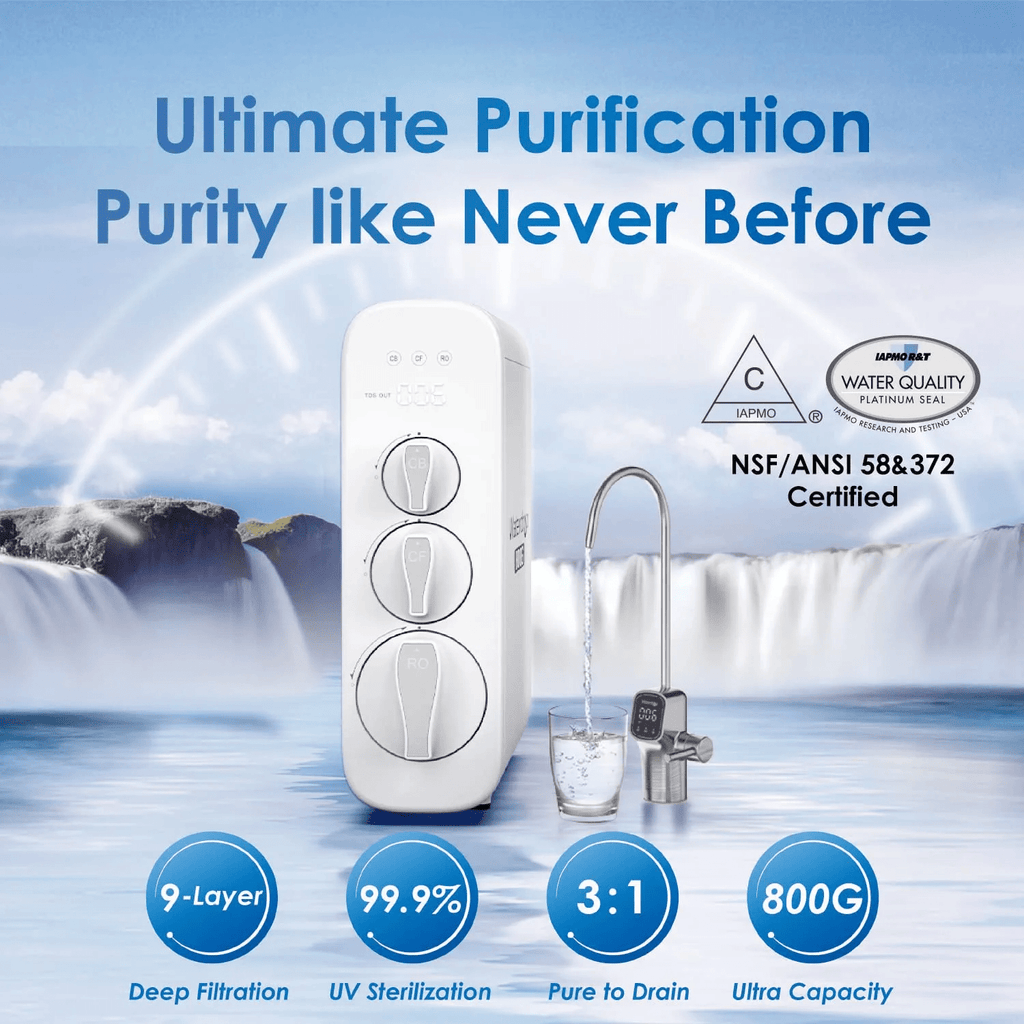 800 GPD Tankless RO System with UV Sterilizing Light - Waterdrop G3P800 -BFC2