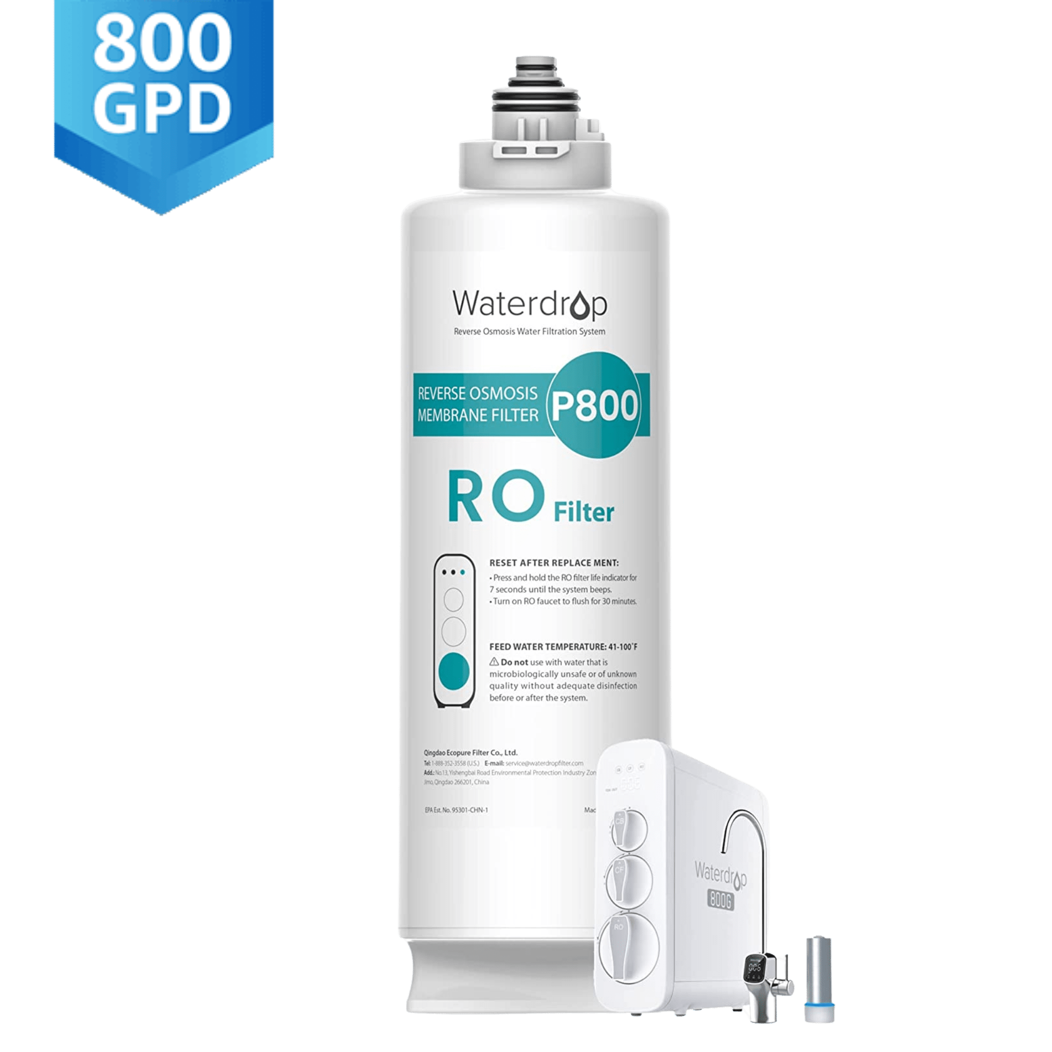 Filtro WD-G3P800-N2RO para sistemas de osmose reversa Waterdrop G3P800 | 800 GPD
