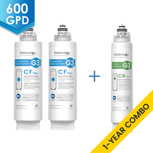 Conjunto de filtros de substituição do sistema Waterdrop G3P600 RO - 600 GPD